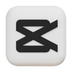 CapCut logo: black stylized geometric “X” or scissors-like symbol on a light gray rounded square background.