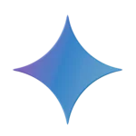 Google Gemini AI logo: blue-to-purple gradient four-pointed star on a white background.