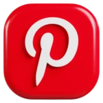 Pinterest logo: white stylized “P” resembling a pin on a bright red rounded square background.